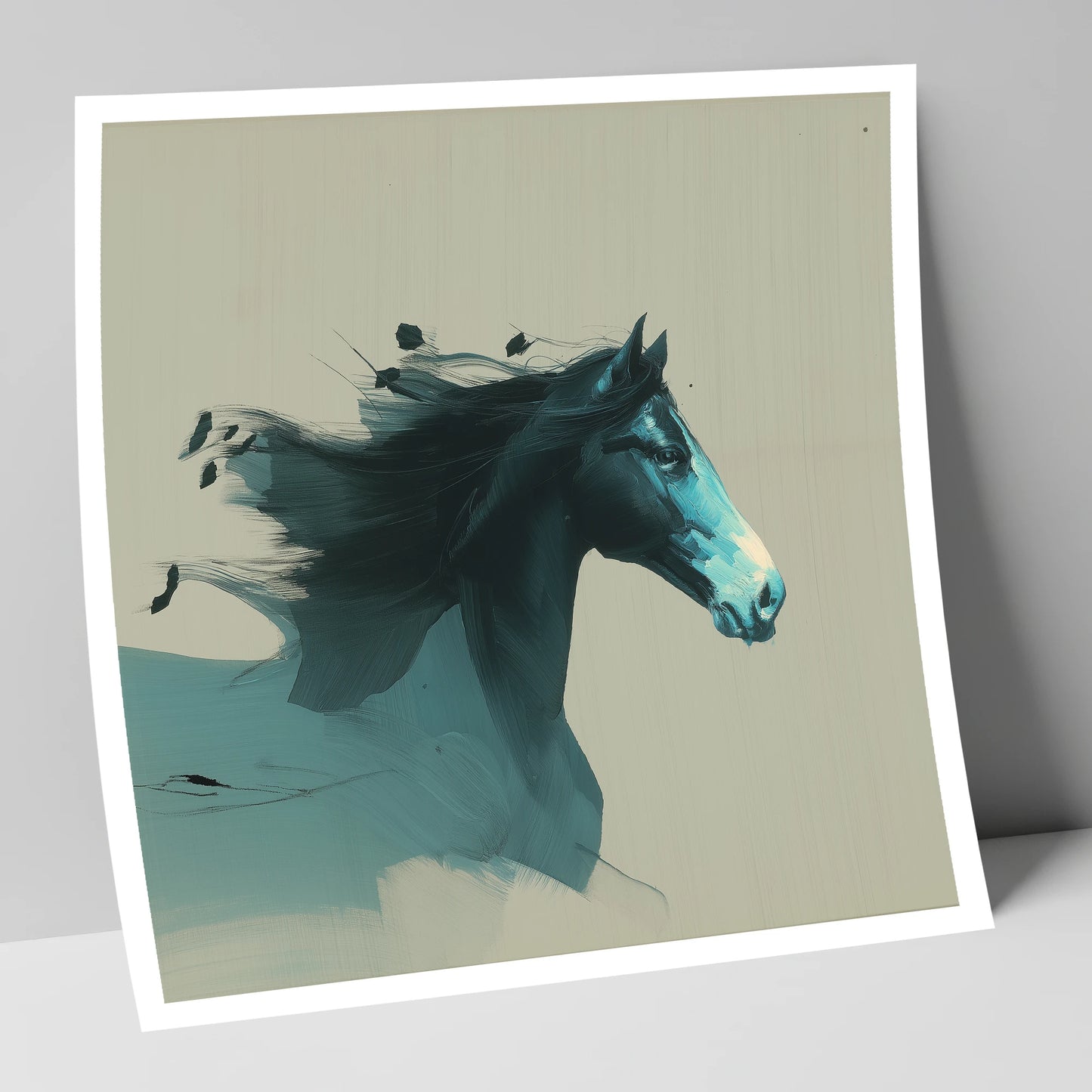 Dynamic Teal Spirit horse breed art print