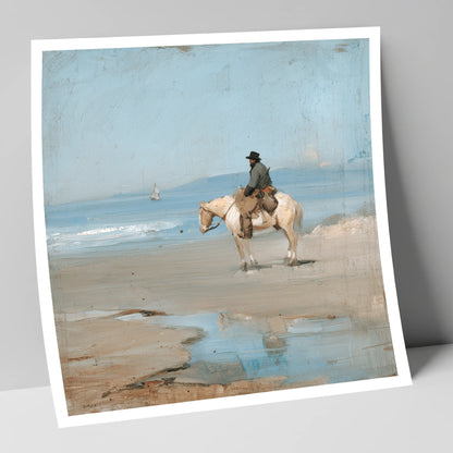 Coastal Hack at Low Tide horse landscape art print