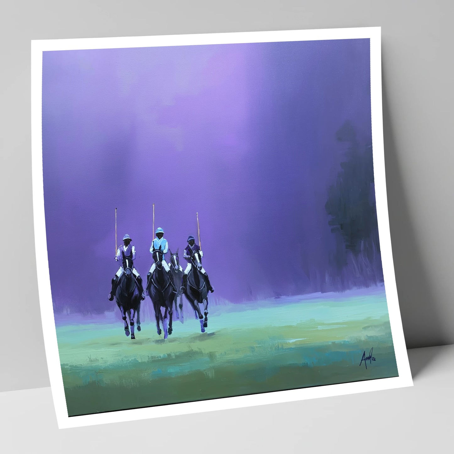 The Violet Charge polo horse art print