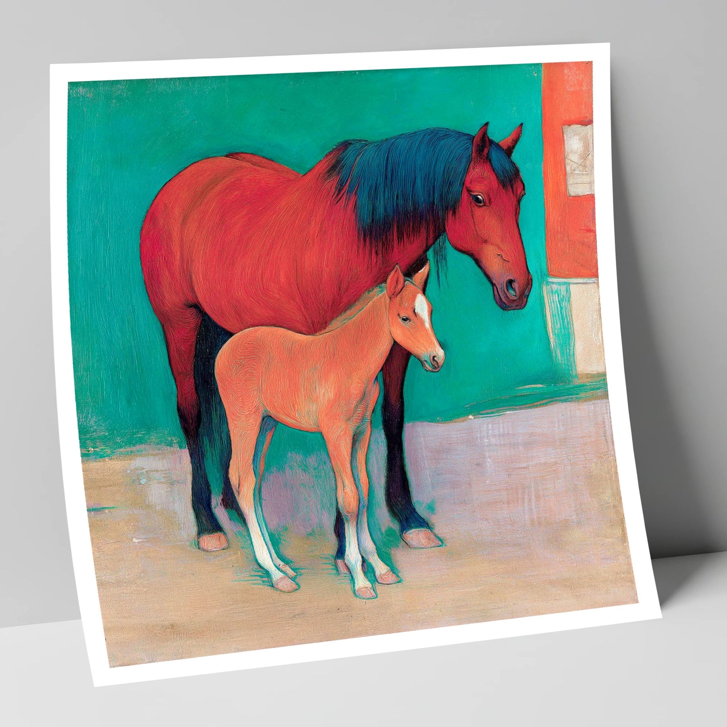 Crimson Mare and Foal mare & foal art print