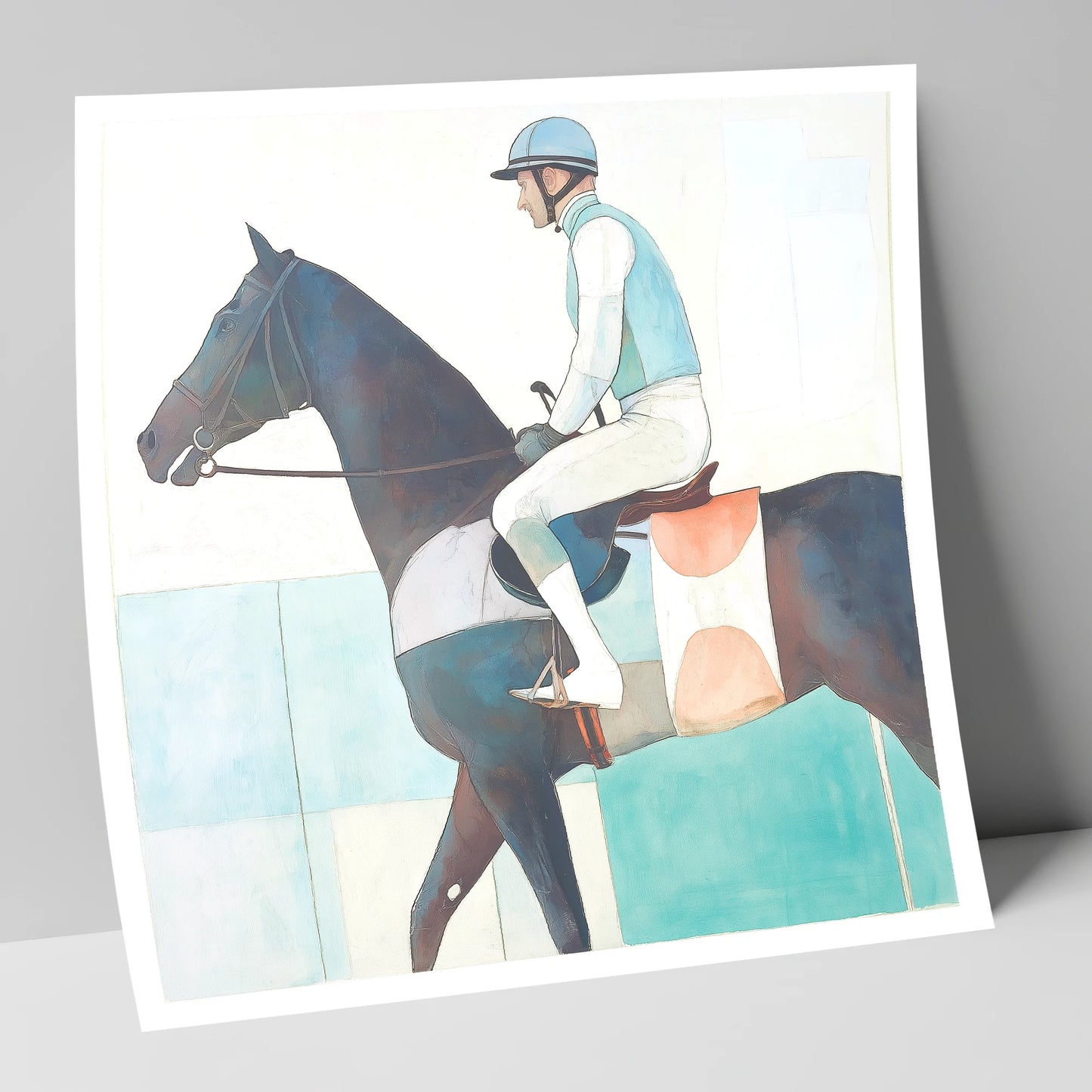 Aquamarine Stride racing horse art print