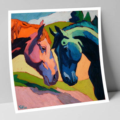 Vibrant Equine Connection horse portrait art print