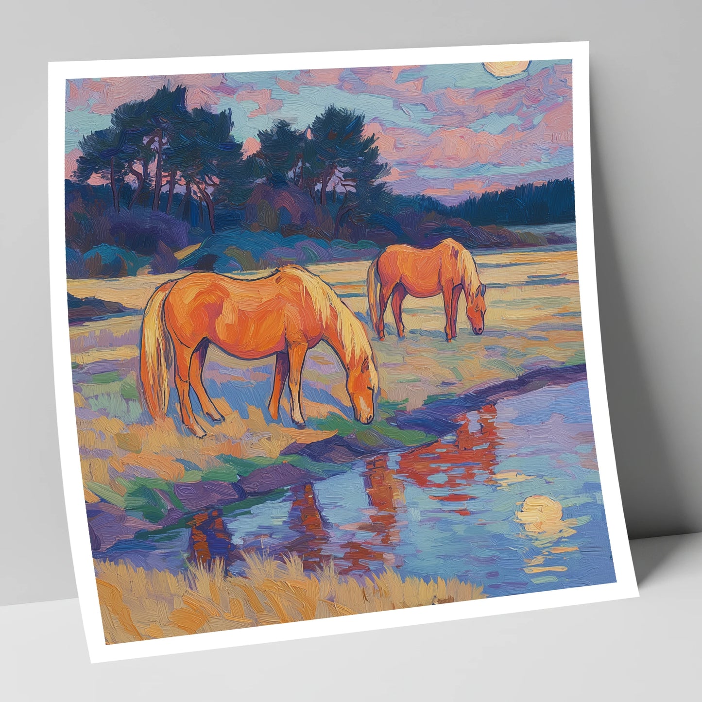 Evening Pasture Reflections horse landscape art print