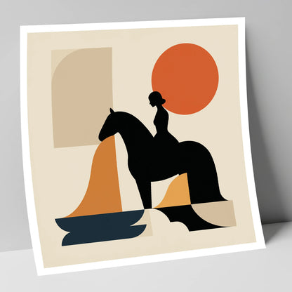 Abstract Equestrian Silhouette horse & rider art print