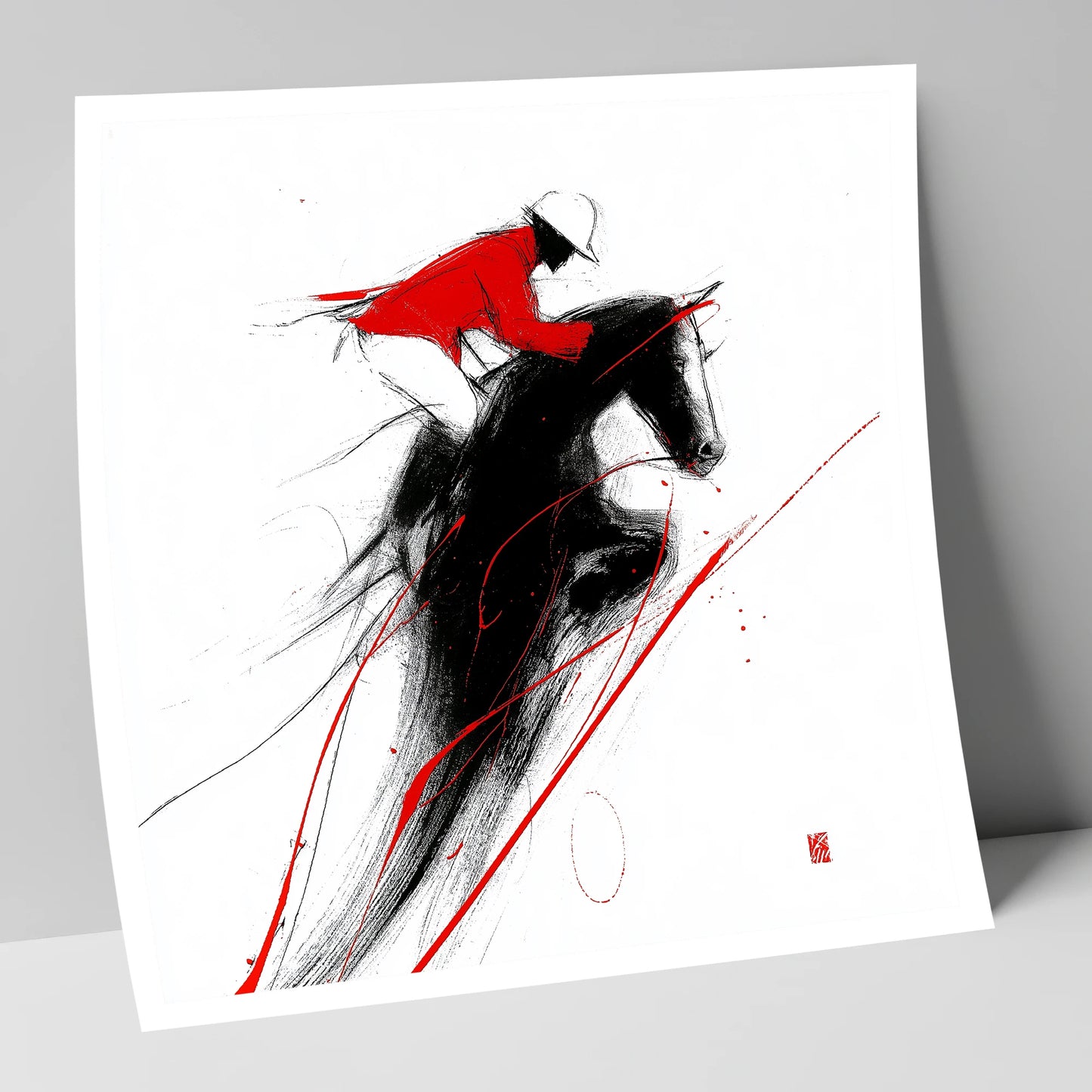 Flight in Crimson show jumping horse art print
