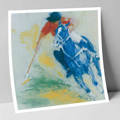 Cerulean Polo Strike polo horse art print