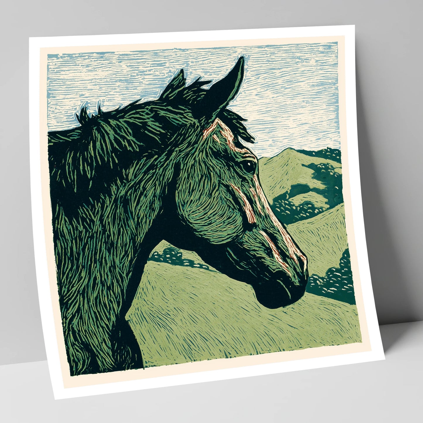 Verdant Valley Gaze horse portrait art print