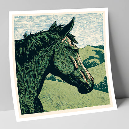 Verdant Valley Gaze horse portrait art print