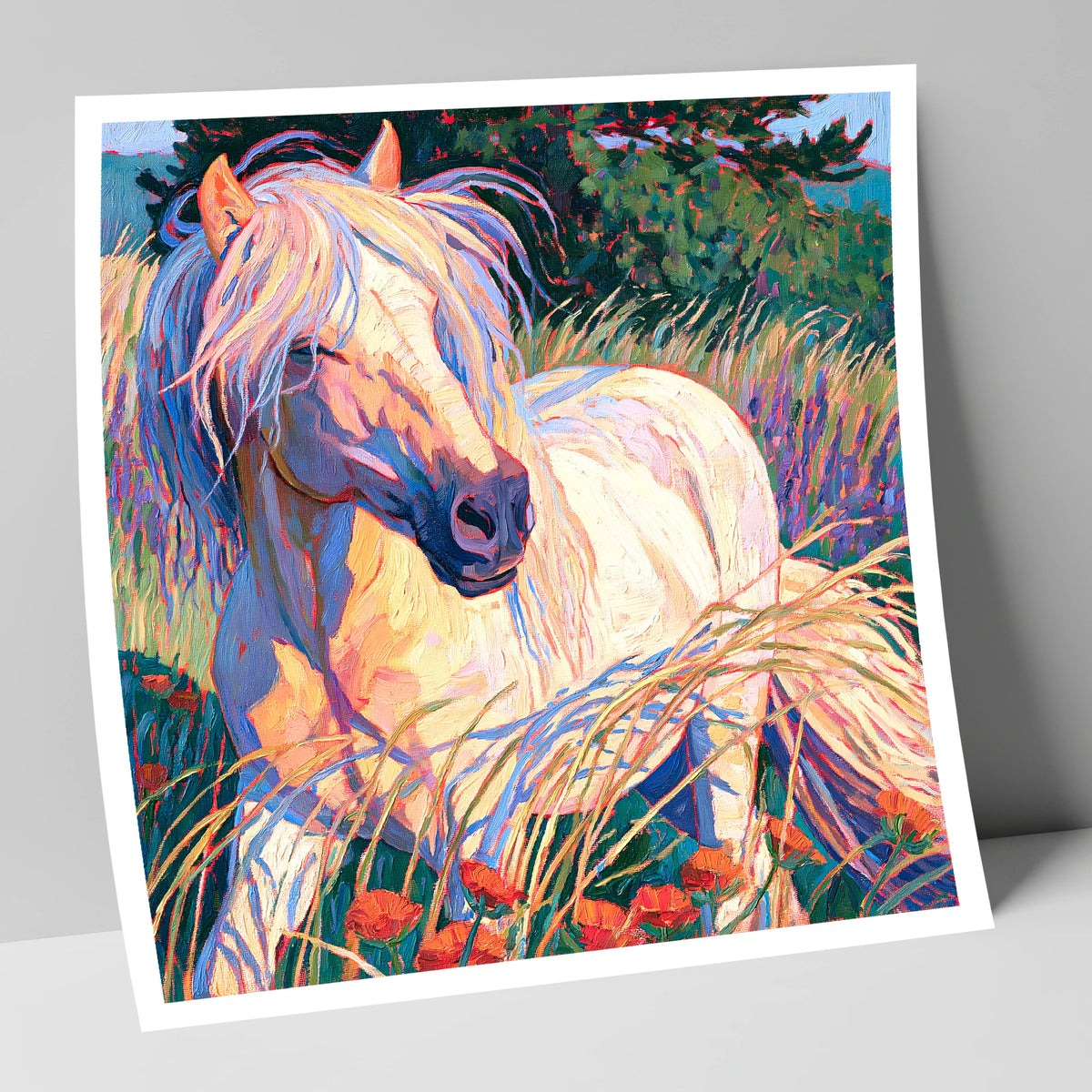 Colourful Horse In Poppy Meadow horse breed art print
