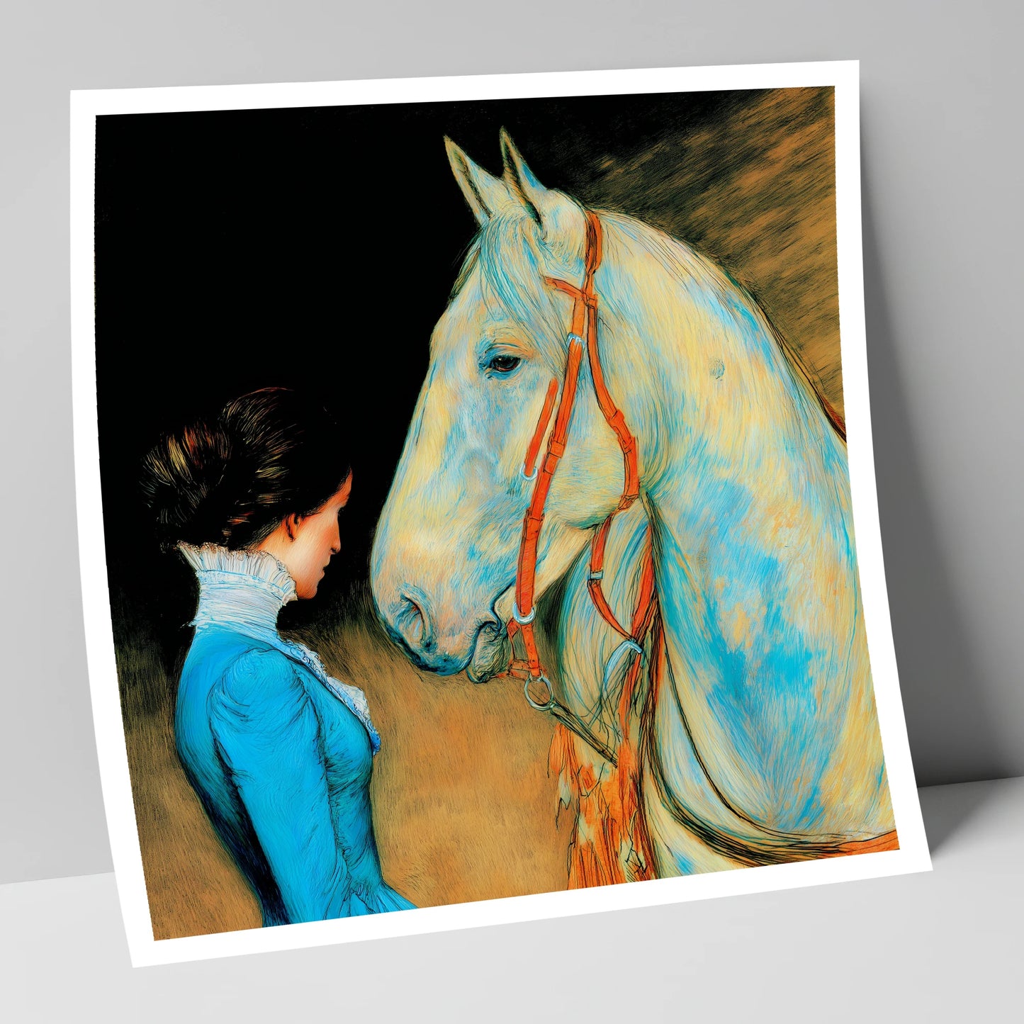 Cerulean Connection horse & rider art print