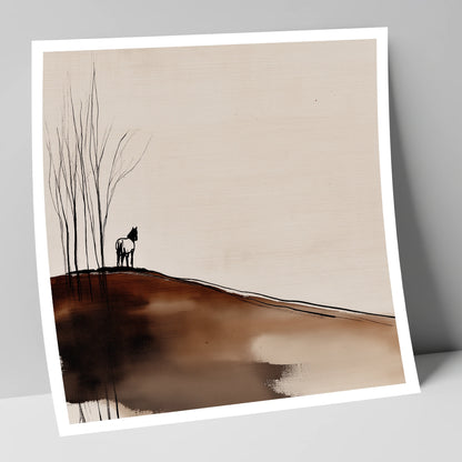 Winter Ridge Silhouette horse landscape art print