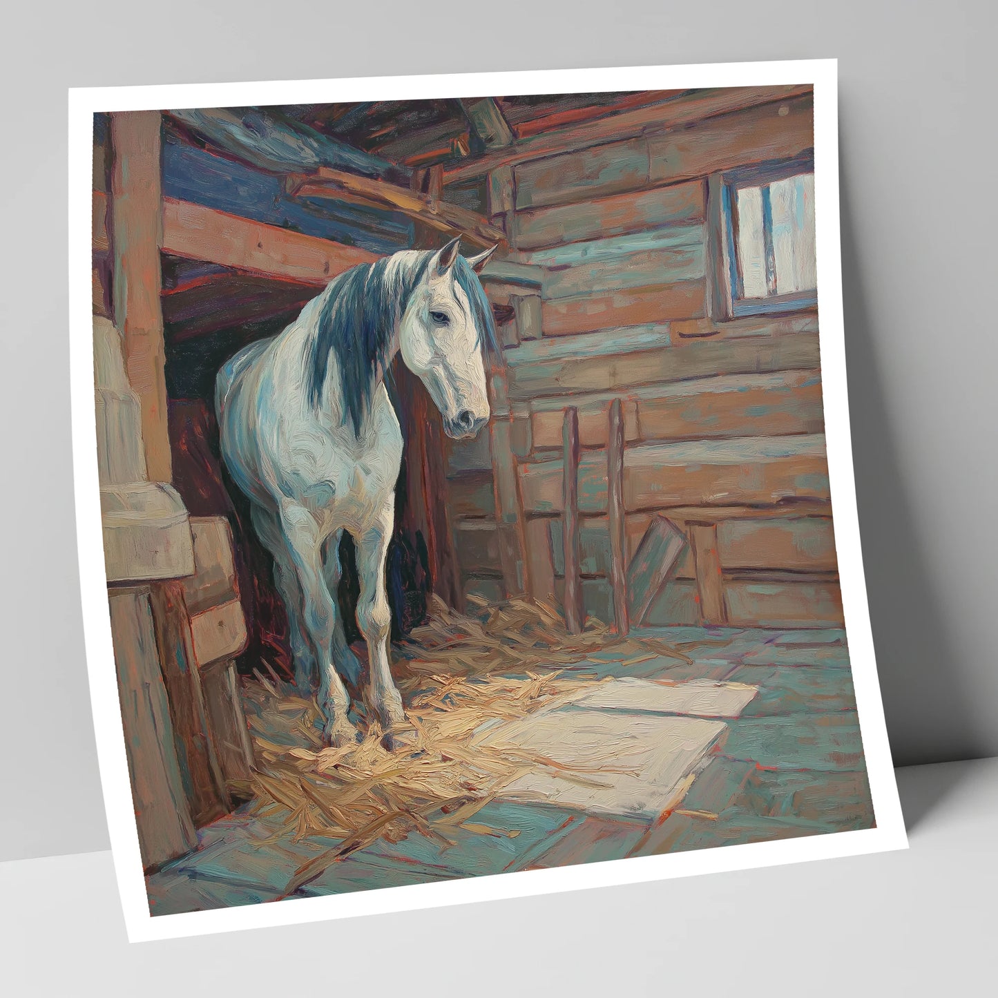 Peaceful Stable Morning horse stable art print