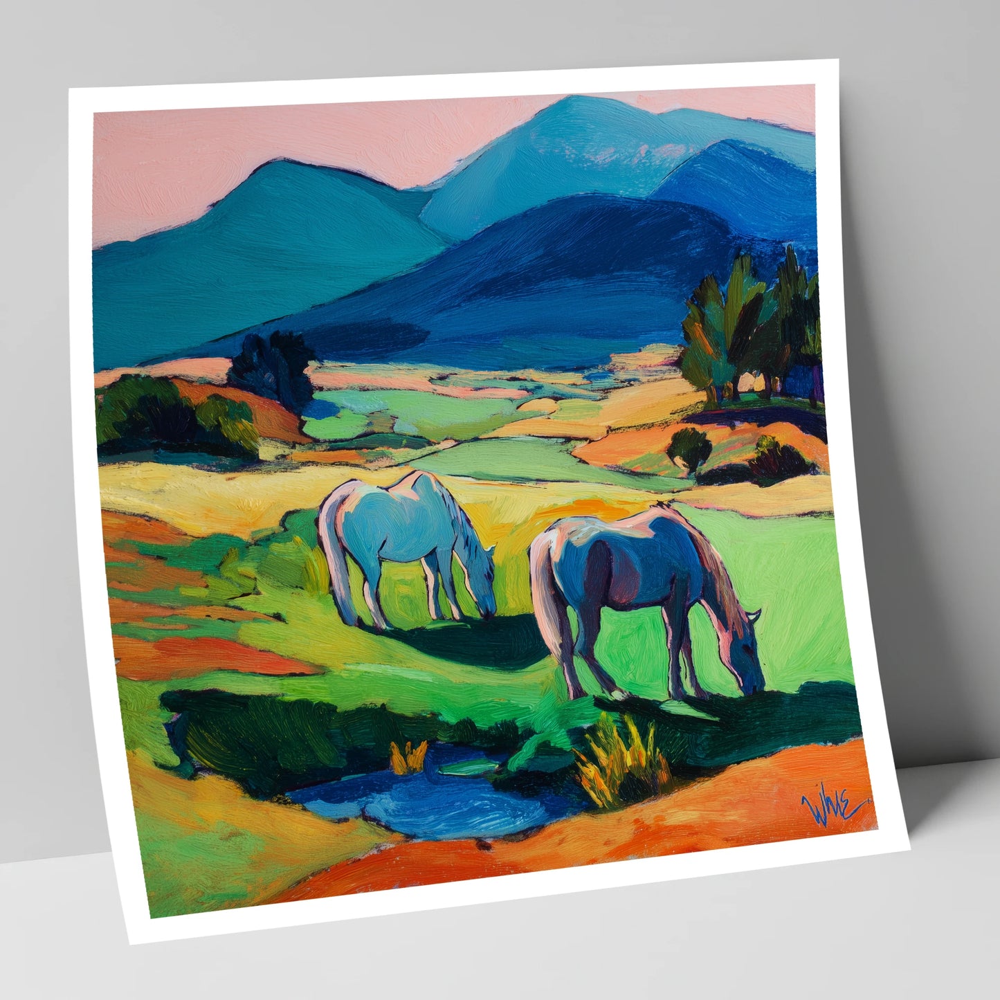 Painted Valley Grazing horse landscape art print