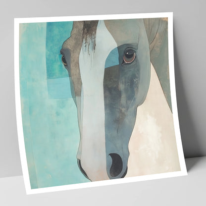 Modern Grey Gaze horse portrait art print