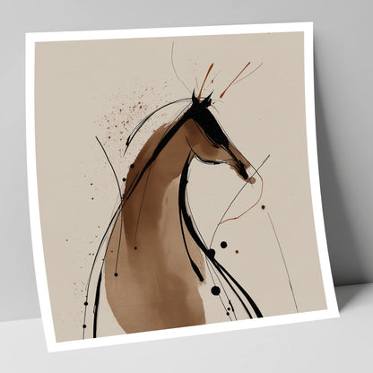 Sweeping Ink Silhouette horse portrait art print