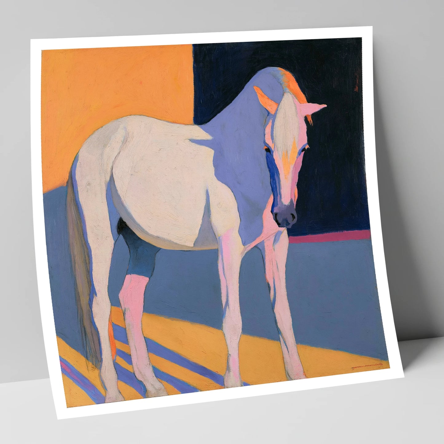 Vibrant Colour Block Grey Horse horse breed art print