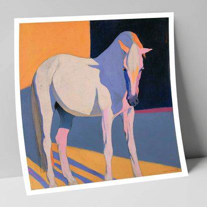 Vibrant Colour Block Grey Horse horse breed art print
