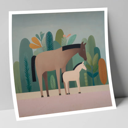 Tranquil Grove mare & foal art print