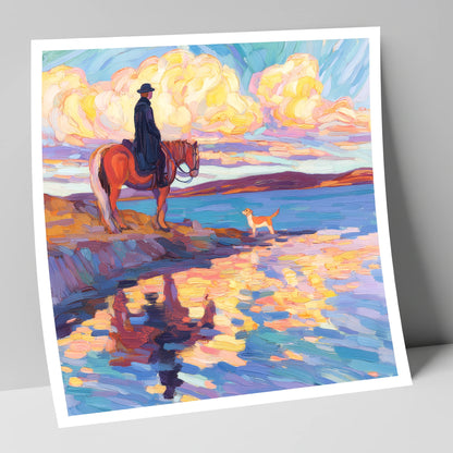 Evening Tide Halt beach horse art print
