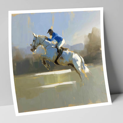 Flight in Blue show jumping horse art print