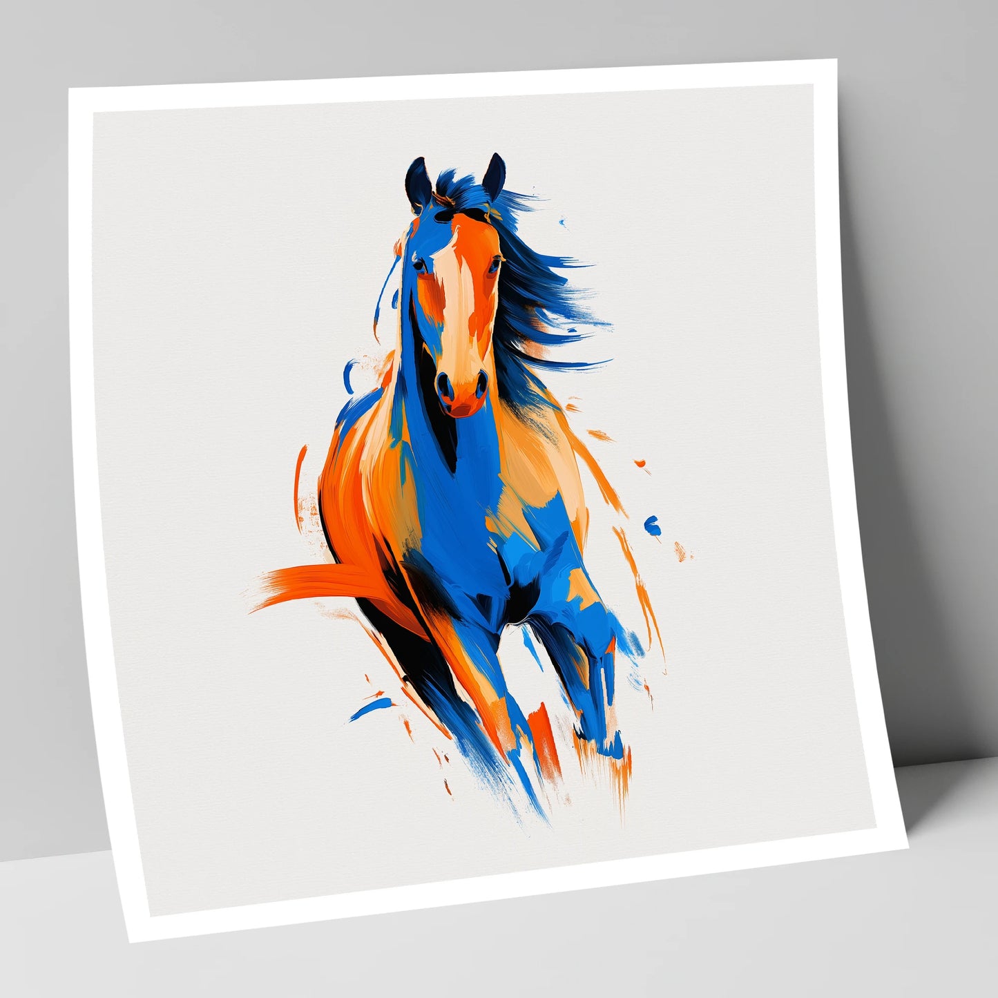 Vivid Cobalt Canter horse portrait art print