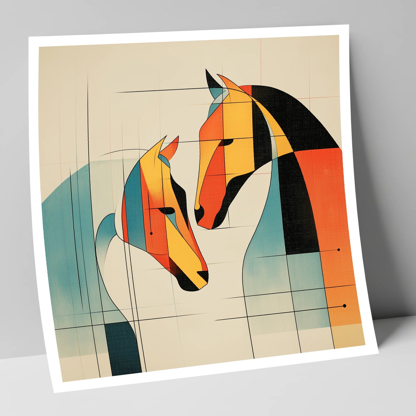 Geometric Equine Connection horse portrait art print
