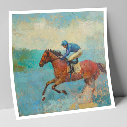 Flight in Turquoise racing horse art print