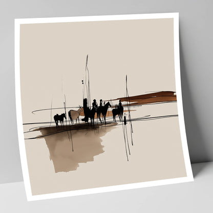 Silhouettes on the Wash horse landscape art print