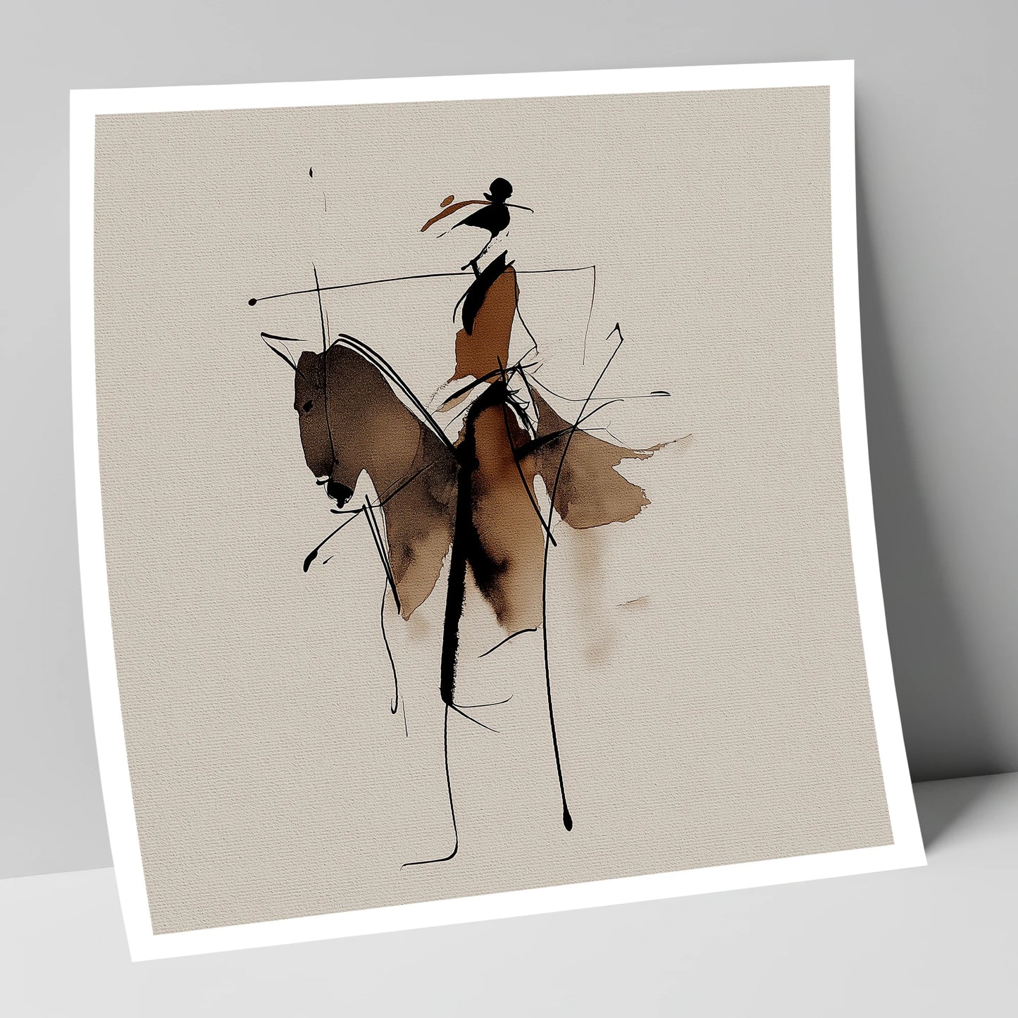 Abstract Sepia Rider horse & rider art print