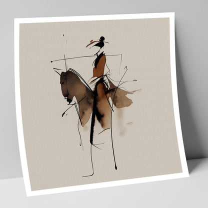 Abstract Sepia Rider horse & rider art print