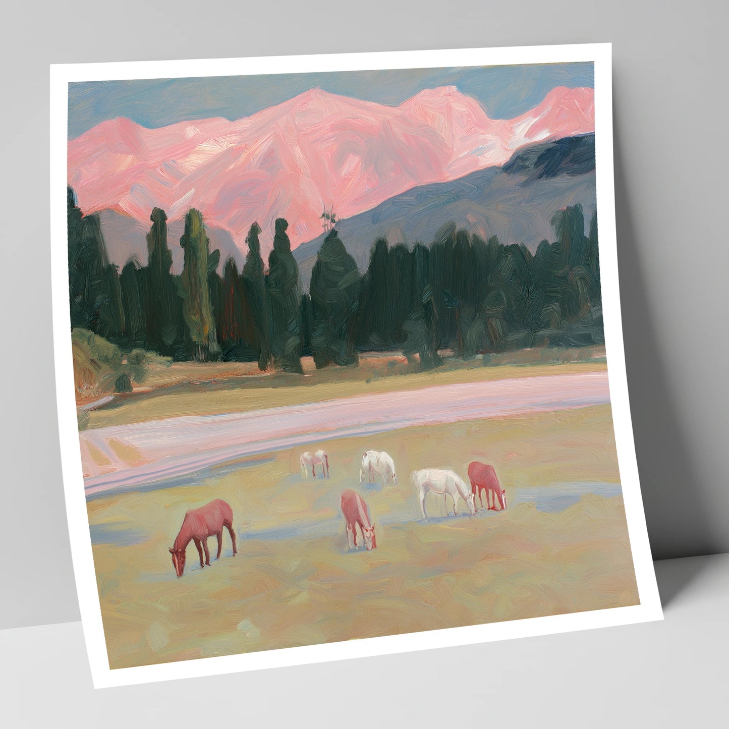 Alpenglow Pastures horse landscape art print