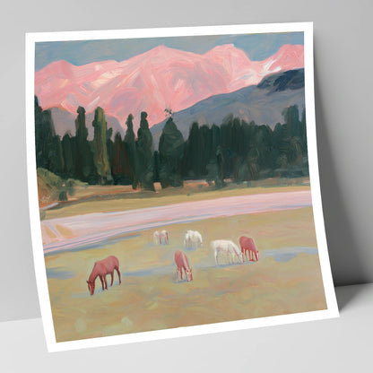 Alpenglow Pastures horse landscape art print