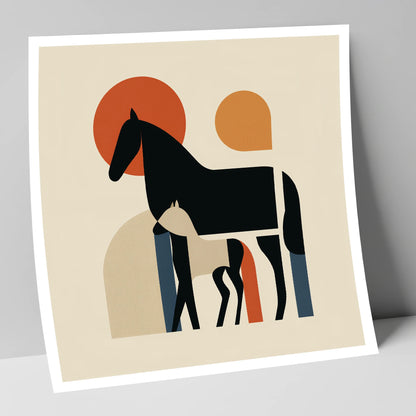 Modernist Matriarch mare & foal art print