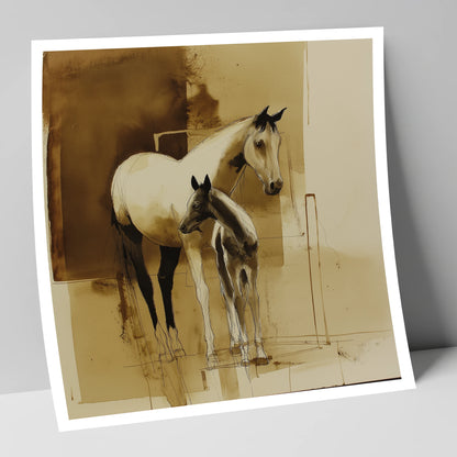 Sepia Shadows mare & foal art print