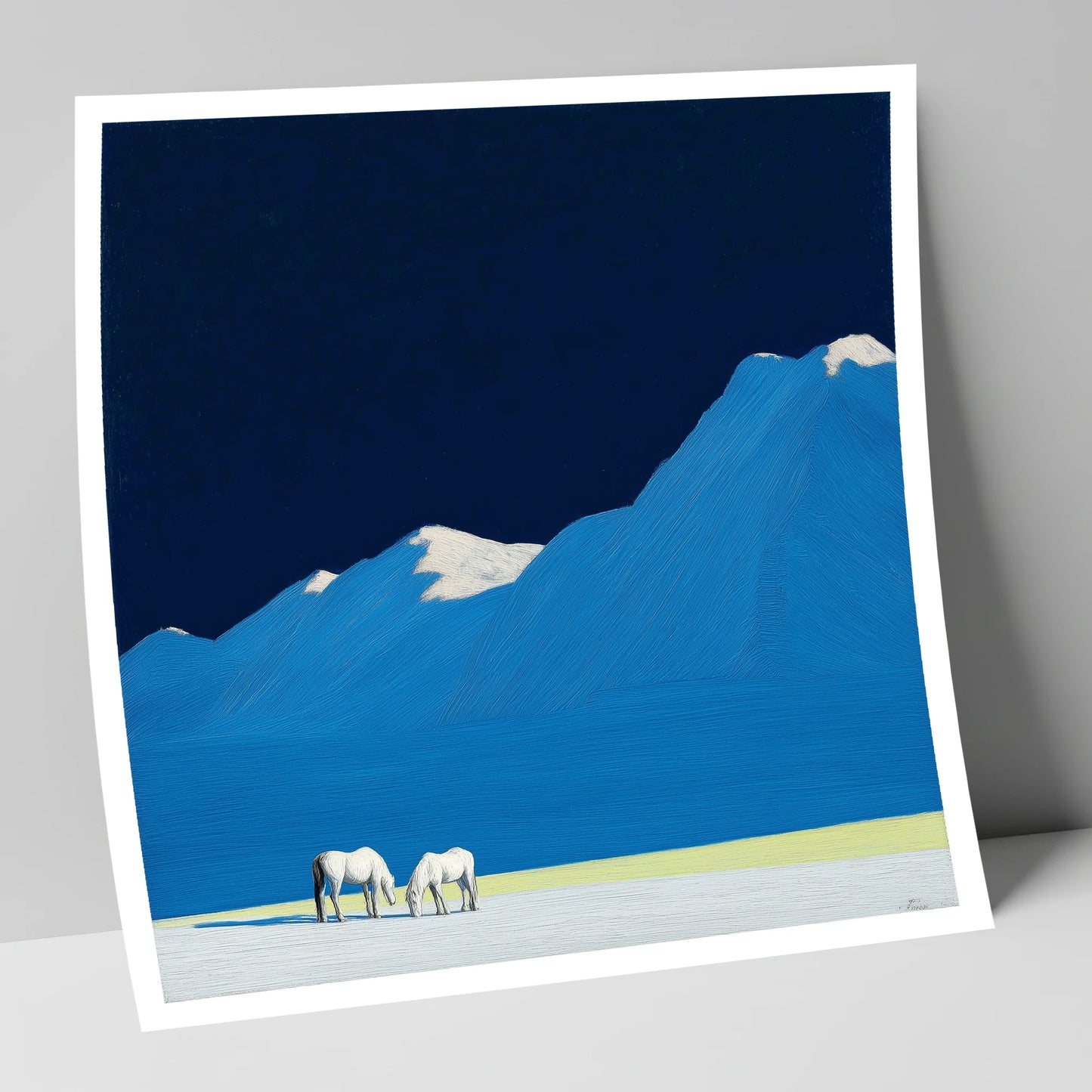 Cobalt Peaks and Greys horse landscape art print