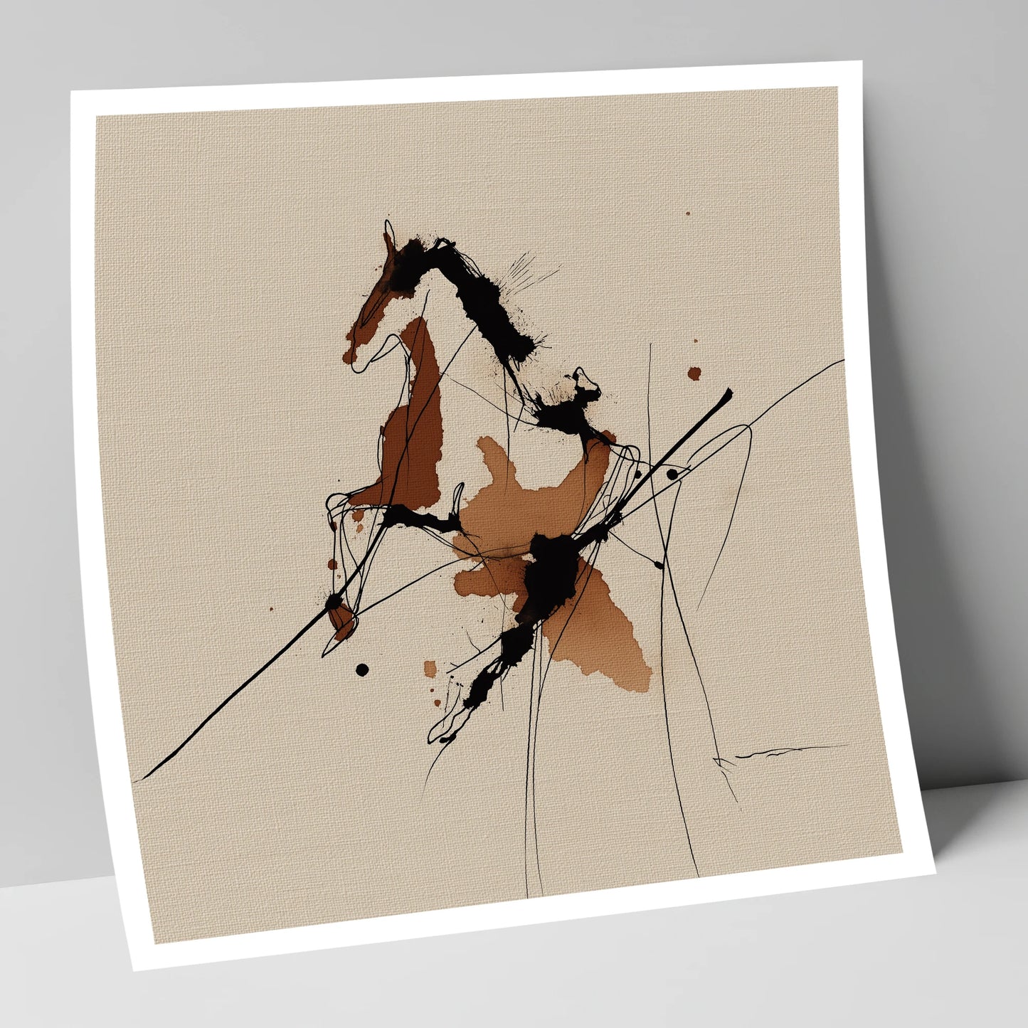 Abstract Rearing Stallion horse portrait art print