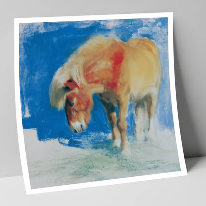 Golden Grazing Pony horse breed art print