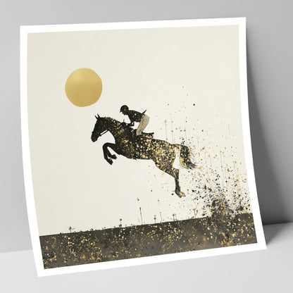 Golden Flight show jumping horse art print