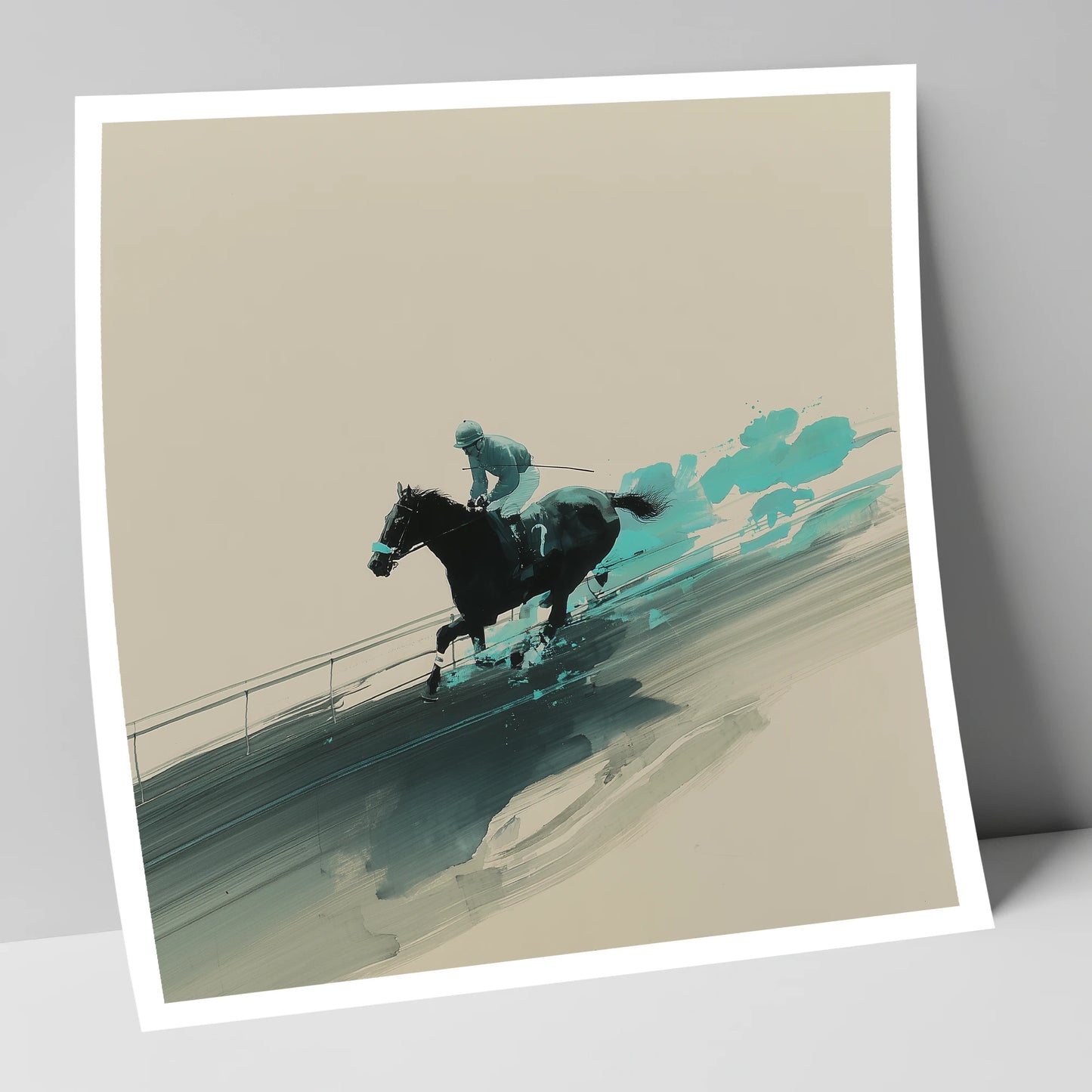 Velocity in Teal racing horse art print