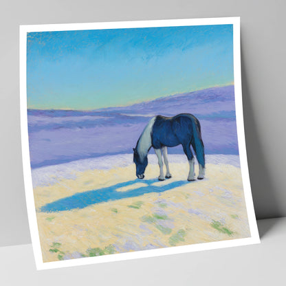 Indigo Shadow Grazing working horse art print