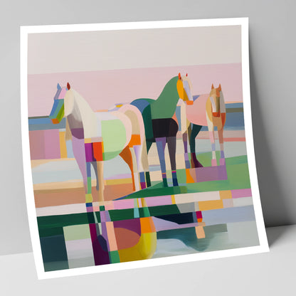 Geometric Equine Horizon horse landscape art print