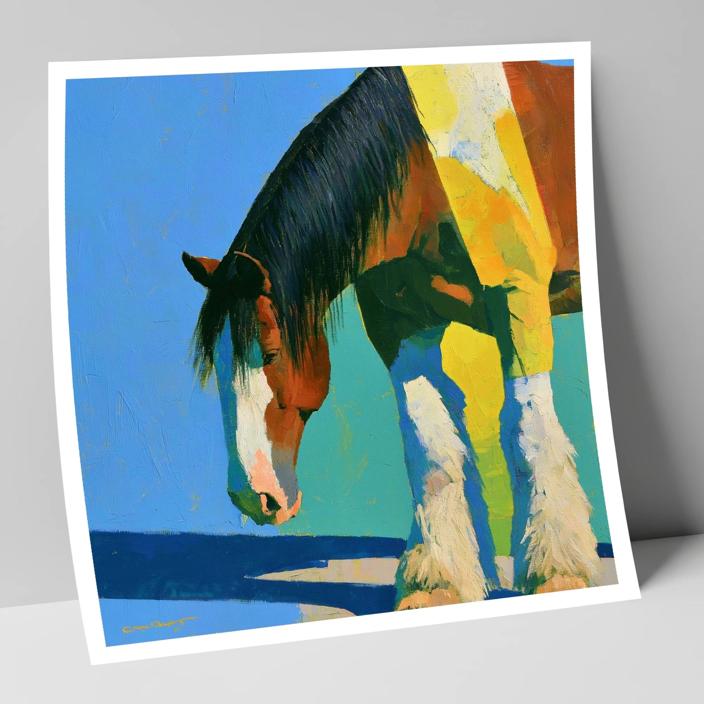 Clydesdale Horse Against Blue Sky horse breed art print