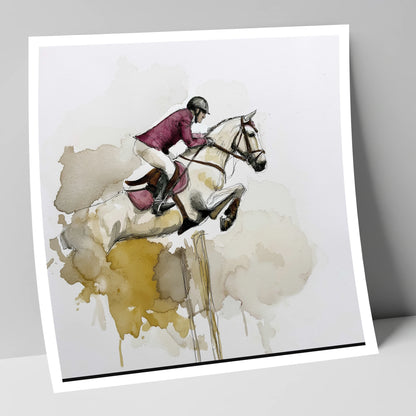 Suspended Elegance show jumping horse art print
