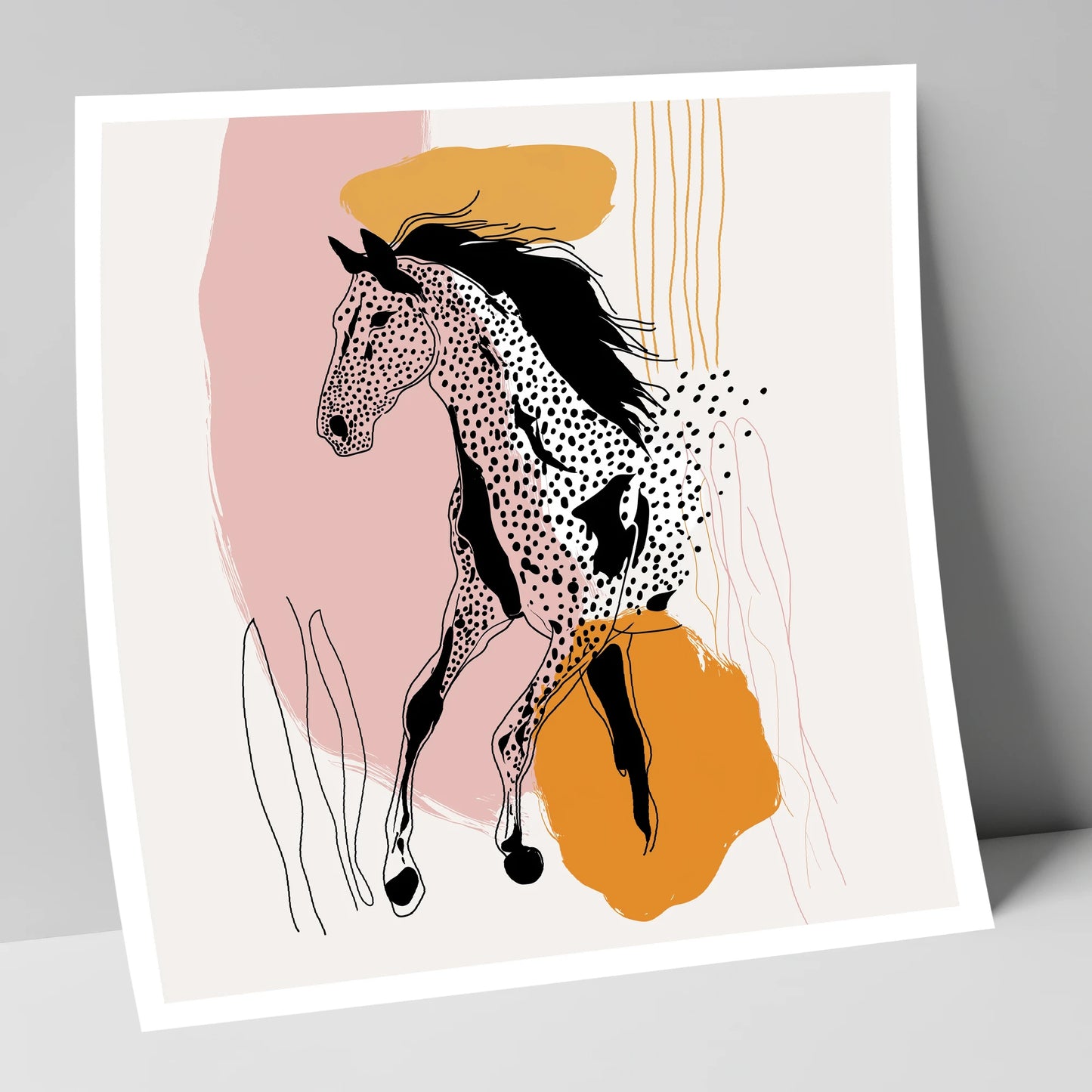 Contemporary Spotted Silhouette horse portrait art print