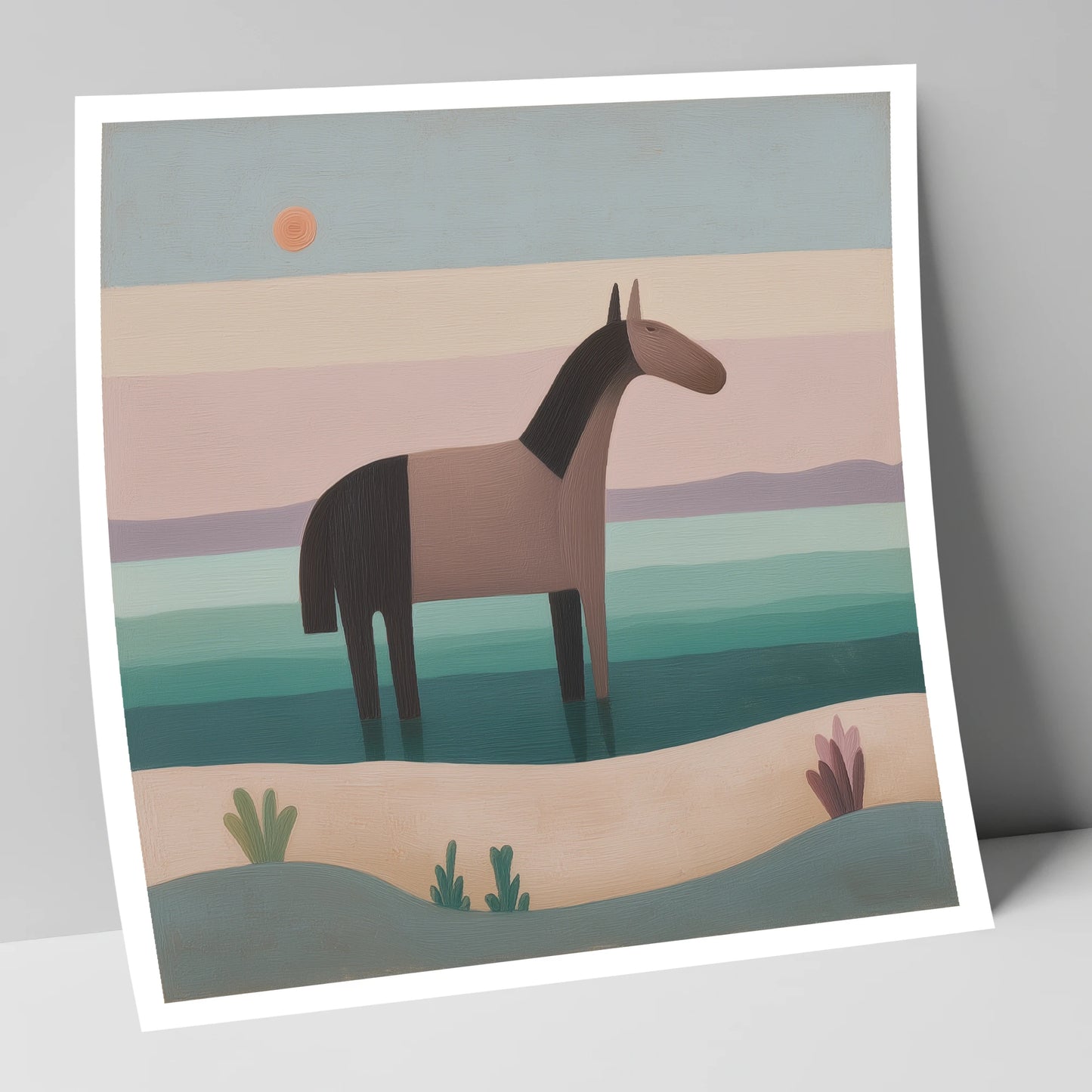 Stillness in the Shallows beach horse art print