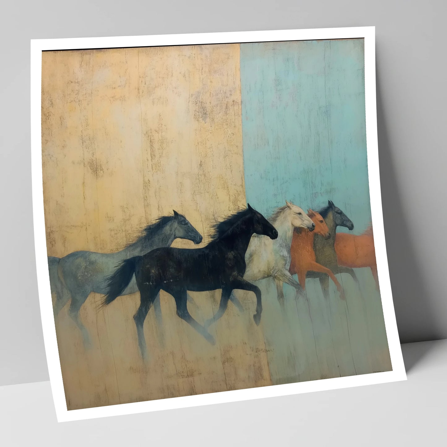 Ethereal Ochre Herd wild horses art print