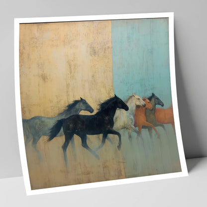 Ethereal Ochre Herd wild horses art print