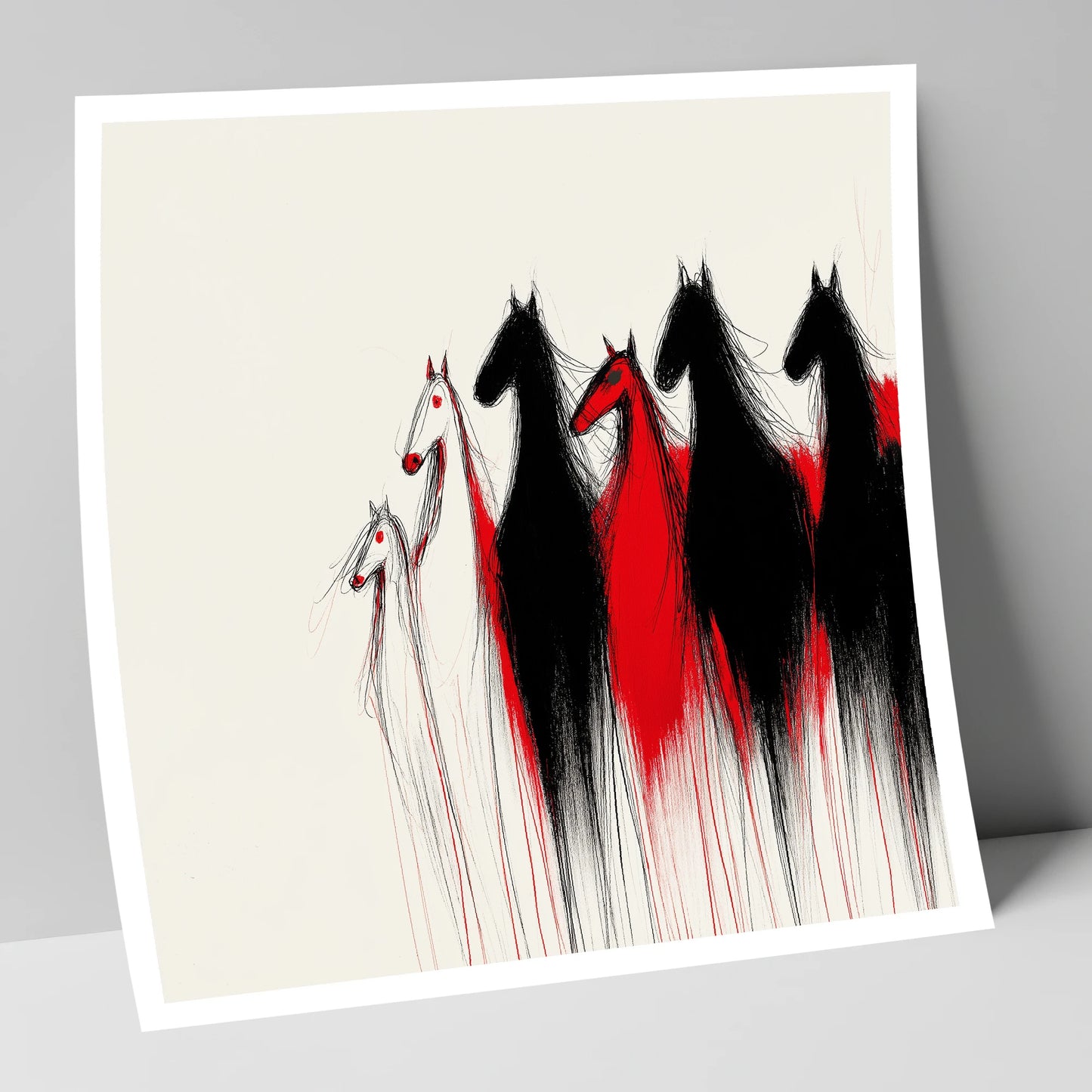 Crimson Herd Silhouettes wild horses art print