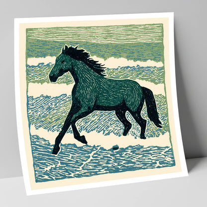Surf and Stride beach horse art print