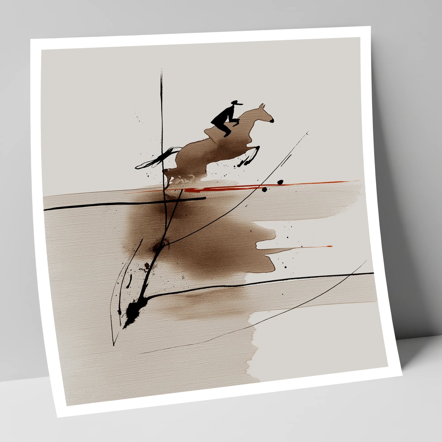 Sepia Suspension show jumping horse art print
